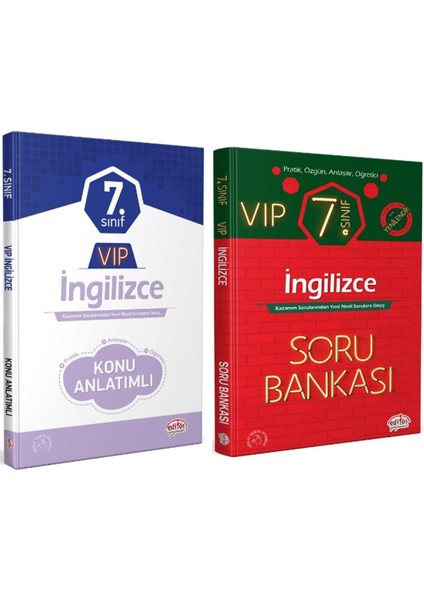 7. Sınıf Vip İngilizce Konu Anlatımı - Soru Bankası 2 Kitap