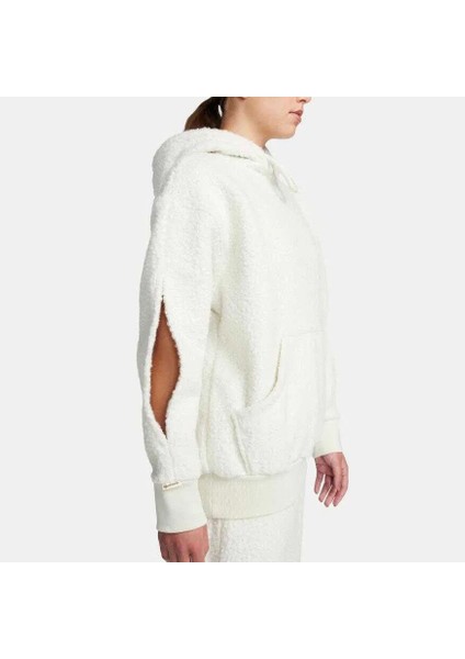 Nsw Collection Sherpa Hoodie Kadın Beyaz Oversize Bol Kesim Polarlı Sweatshirt FB8783-020