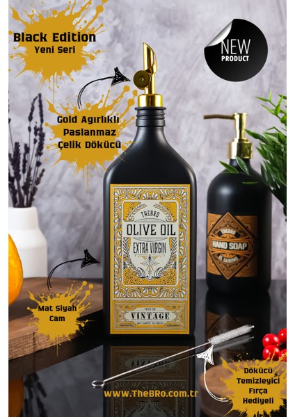 500ML Amber Renkli Premium Vintage Zeytinyağı Şişesi Parlak Şişe Dökücülü