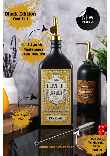 500ML Amber Renkli  Premium Vintage Zeytinyağı Şişesi Parlak Şişe Dökücülü