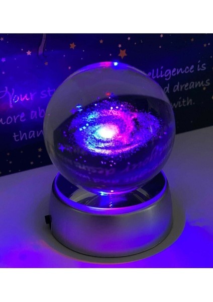 3D Samanyolu Galaksi Toz Bulutu Nebula Işıklı Renkli Cam Küre,kristal Kar Küre