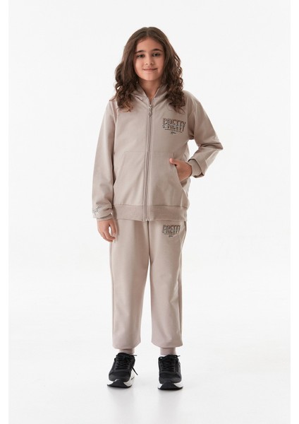 Yazı Baskılı Jogger Kız Çocuk Eşofman Takımı