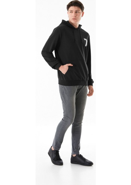 7 Baskılı Kanguru Cepli Kapüşonlu Sweatshirt modelleri