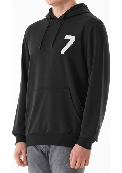 7 Baskılı Kanguru Cepli Kapüşonlu Sweatshirt indirimleri