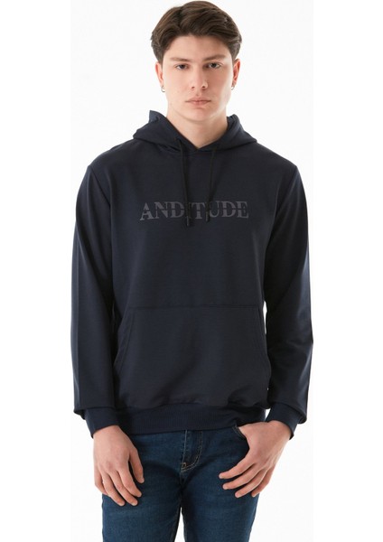 Anditude Baskılı Kapüşonlu Kanguru Cepli Sweatshirt