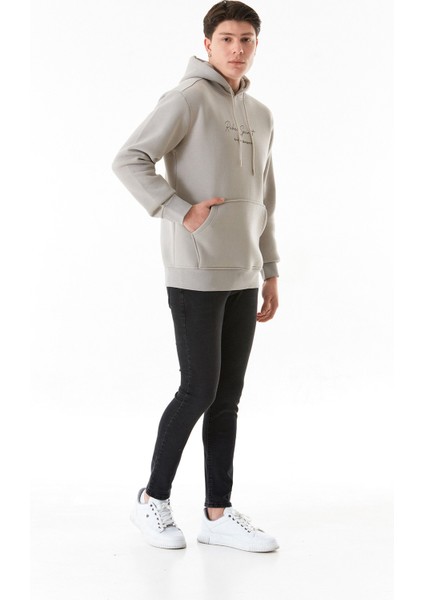 3 Iplik Yazı Baskılı Kapüşonlu Sweatshirt modelleri