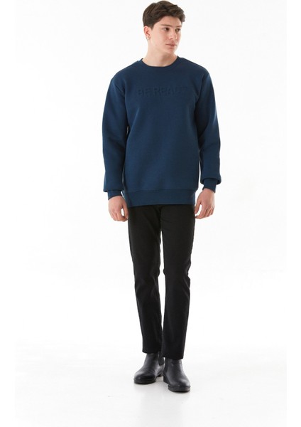 3 Iplik Be Ready Yazı Kabartmalı Bisiklet Yaka Sweatshirt modelleri