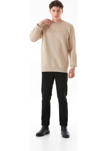 3 Iplik Be Ready Yazı Kabartmalı Bisiklet Yaka Sweatshirt fiyatları