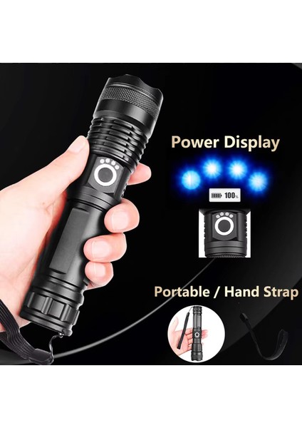 RT-771 XHP50 LED 1000 Lümen Yağmur Suyu Geçirmez Şarjlı El Feneri