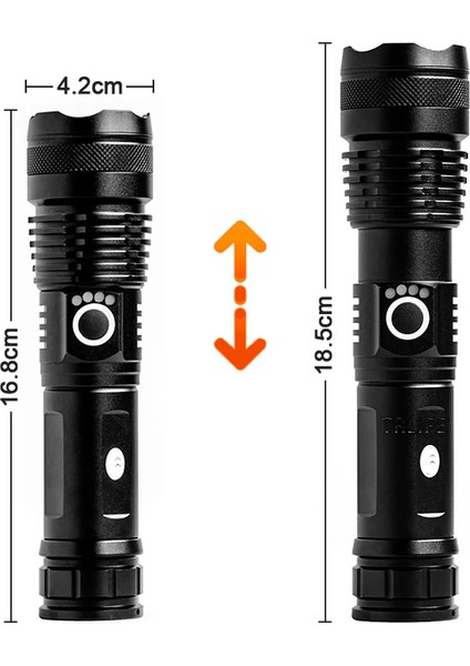 RT-771 XHP50 LED 1000 Lümen Yağmur Suyu Geçirmez Şarjlı El Feneri