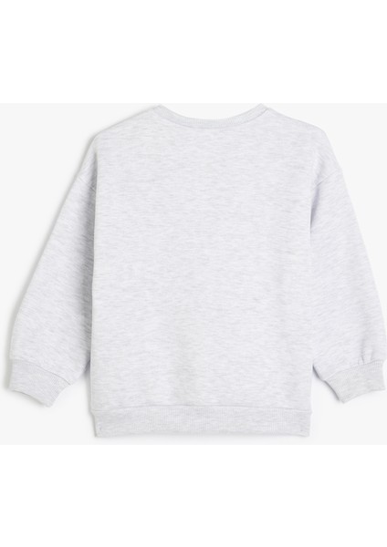 Slogan Baskılı Uzun Kollu Bisiklet Yaka Sweatshirt