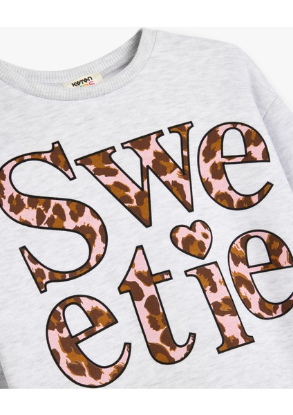 Slogan Baskılı Uzun Kollu Bisiklet Yaka Sweatshirt