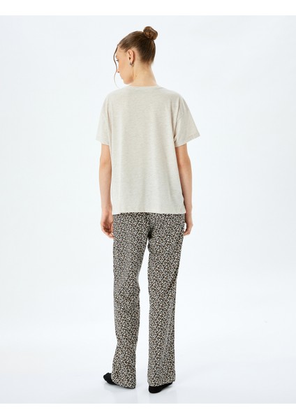 Leopar Desenli Baskılı Kısa Kollu Pijama Takımı fırsatları
