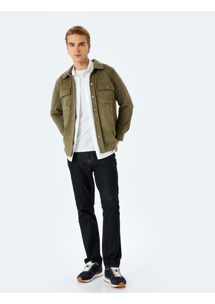 Kapaklı Cep Detaylı Regular Fit Suni Süet Gömlek Ceket