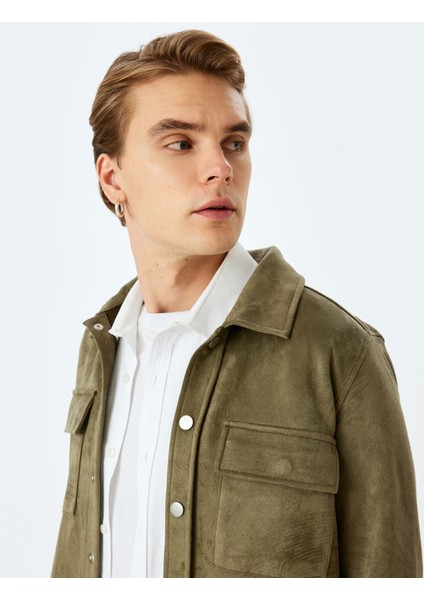 Kapaklı Cep Detaylı Regular Fit Suni Süet Gömlek Ceket fiyatları