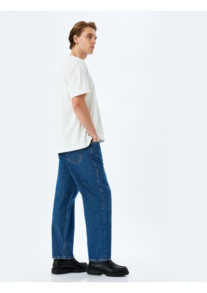 Normal Bel Pamuklu Baggy Jean Pantolon