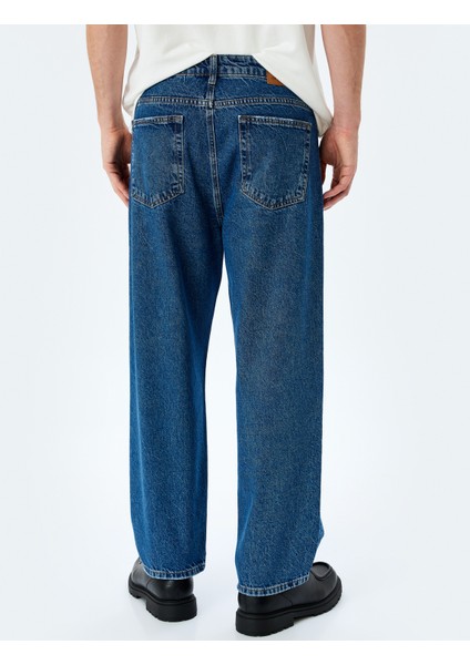 Normal Bel Pamuklu Baggy Jean Pantolon