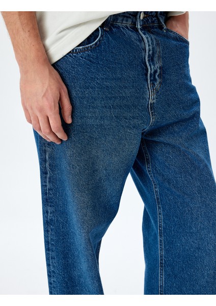 Normal Bel Pamuklu Baggy Jean Pantolon