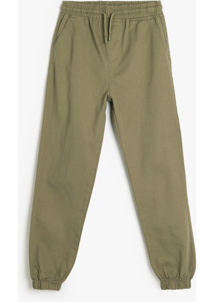 Beli Bağlamalı Cep Detaylı Pamuklu Jogger Pantolon
