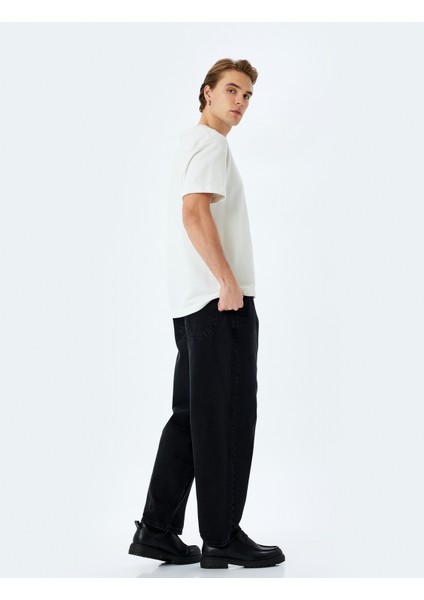 Normal Bel Pamuklu Chino Cep Detaylı Loose Fit Jean Pantolon