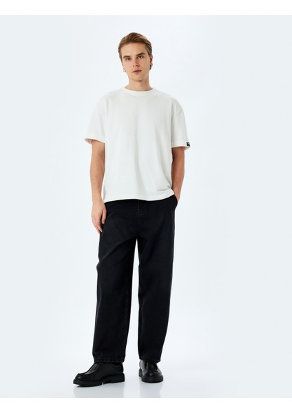 Normal Bel Pamuklu Chino Cep Detaylı Loose Fit Jean Pantolon