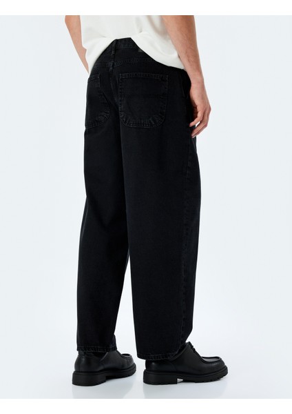 Normal Bel Pamuklu Chino Cep Detaylı Loose Fit Jean Pantolon