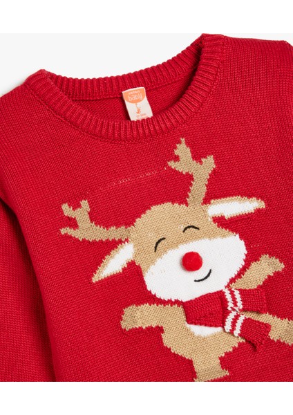 Yılbaşı Temalı Geyik Desenli Örgü Kazak modelleri