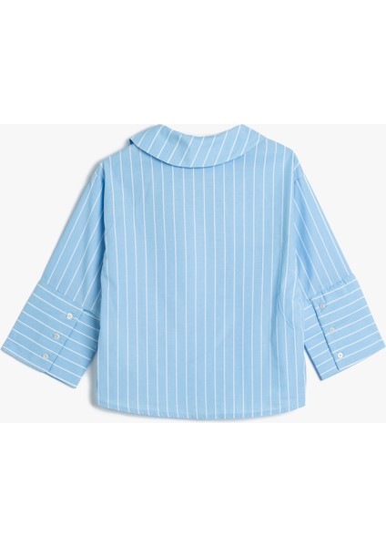 Poplin Gömlek Asimetrik Yaka Düğme Kapamalı fiyatları