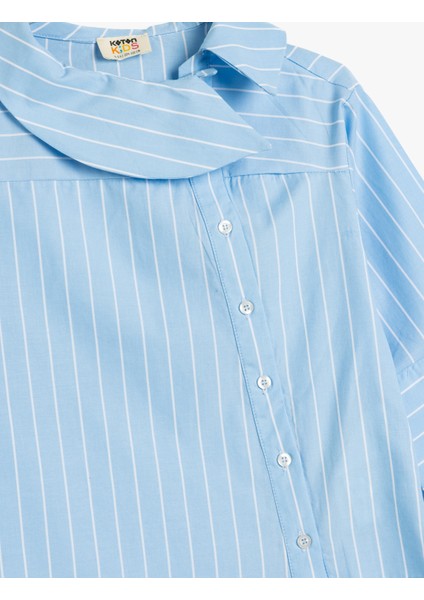 Poplin Gömlek Asimetrik Yaka Düğme Kapamalı modelleri