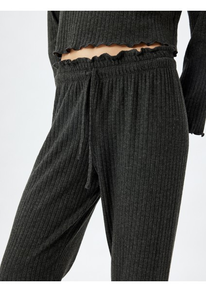 Örme Pijama Altı Bol Paça Beli Lastikli Bağlamalı Yumuşak Dokulu indirimleri