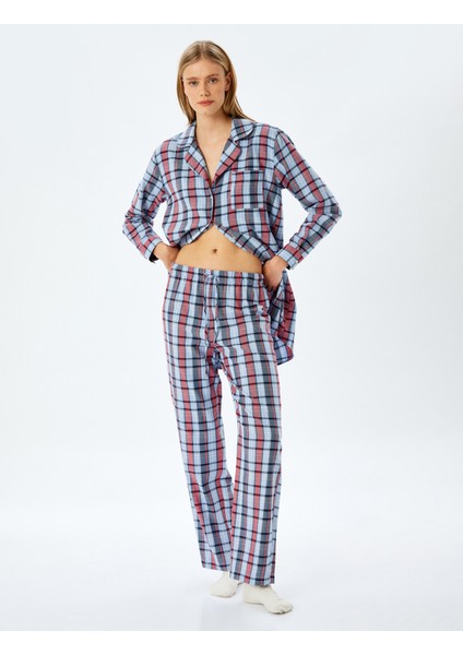 Rahat Kalıp Ekose Desenli Pamuklu Pijama Altı