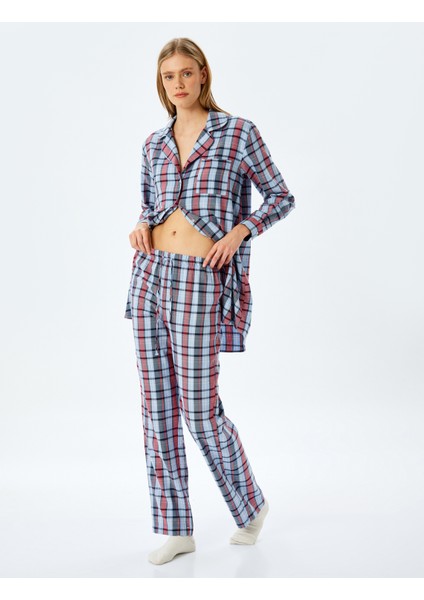 Rahat Kalıp Ekose Desenli Pamuklu Pijama Altı