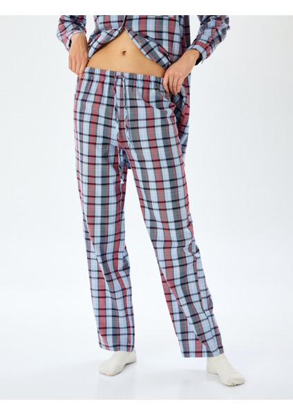 Rahat Kalıp Ekose Desenli Pamuklu Pijama Altı