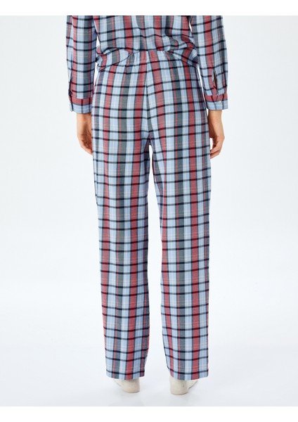 Rahat Kalıp Ekose Desenli Pamuklu Pijama Altı