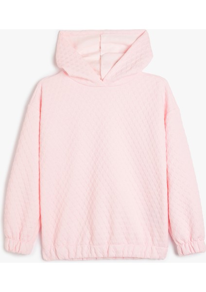 Uzun Kollu Viskon Karışımlı Basic Kapşonlu Sweatshirt