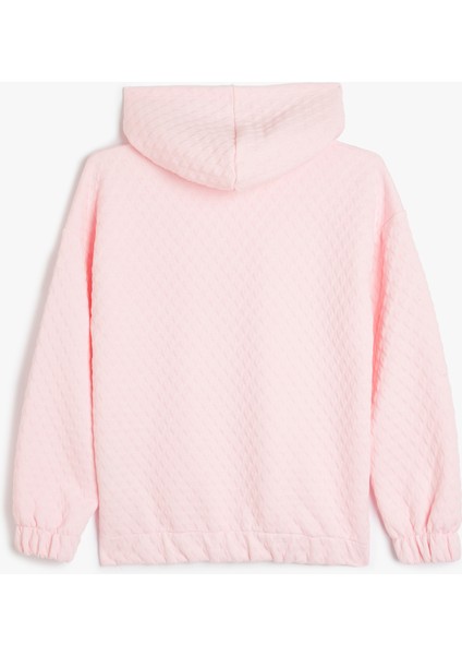 Uzun Kollu Viskon Karışımlı Basic Kapşonlu Sweatshirt