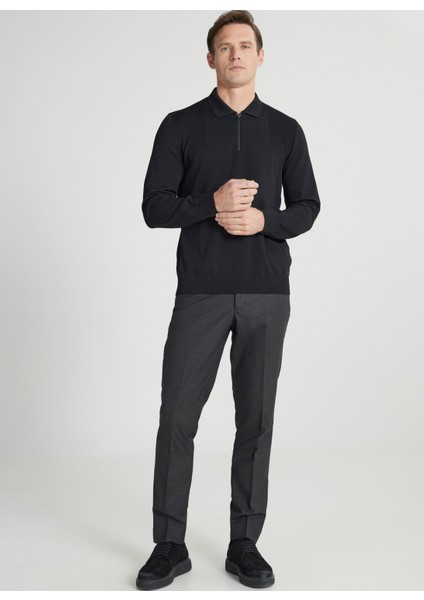Polo Yaka Standart Siyah Erkek Kazak ACE492510002_TRIKO Polo Yaka fiyatları
