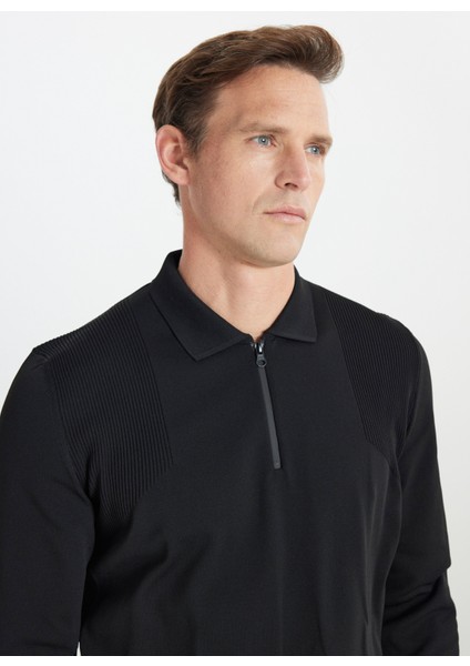 Polo Yaka Standart Siyah Erkek Kazak ACE492510002_TRIKO Polo Yaka fırsatları