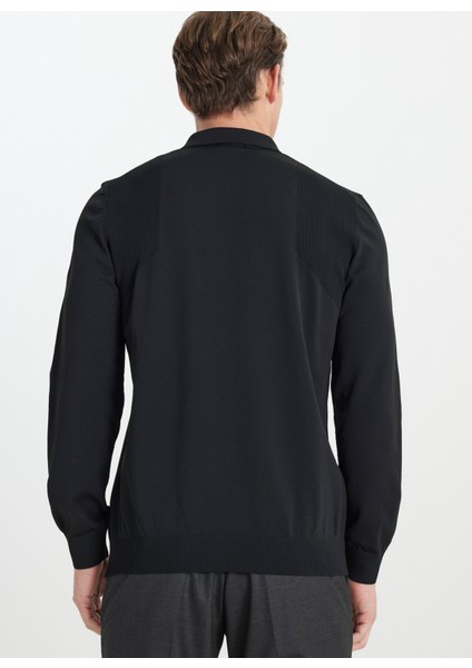 Polo Yaka Standart Siyah Erkek Kazak ACE492510002_TRIKO Polo Yaka indirimleri