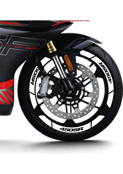 Beyaz Cf Moto 450 Sr Geniş Jant Sticker Etiket Modeli