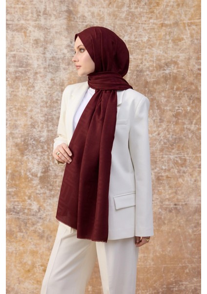 Fendi Desen Pamuk Jakar Şal Bordo 8009-02 fırsatları