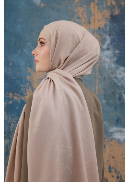 Kare Desen Pamuk Jakar Şal Bej 8012-27 modelleri