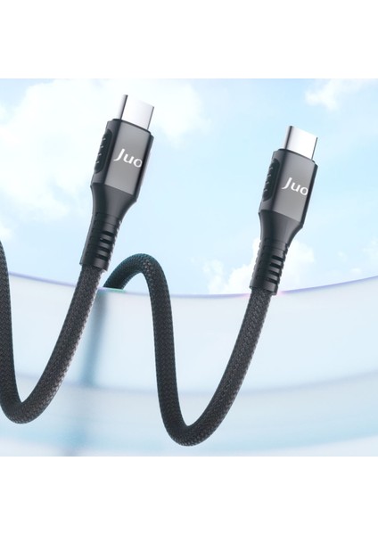 100W 5A E-Mark Çipli Pd Type-C To Type-C Örgülü Hızlı Şarj ve Data Kablosu 1 Metre