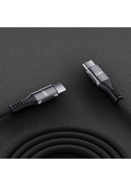 100W 5A E-Mark Çipli Pd Type-C To Type-C Örgülü Hızlı Şarj ve Data Kablosu 1 Metre