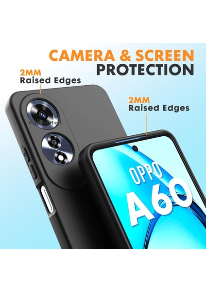 Oppo A60 Kılıf Kamera Korumalı Yumuşak Renkli Silikon + 9h Ekran Koruyucu Cam 2in1 Set