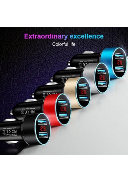 Araç Şarj Cihazı Hızlı Şarj Çift USB Bağlantı Noktası LED Ekran Çakmak Telefon Adaptörü iPhone 12 11 8 Xiaomi Redmi Sansung (Yurt Dışından)