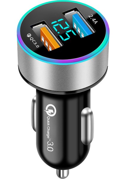 Araç Şarj Cihazı Hızlı Şarj Çift USB Bağlantı Noktası LED Ekran Çakmak Telefon Adaptörü iPhone 12 11 8 Xiaomi Redmi Sansung (Yurt Dışından) fiyatları