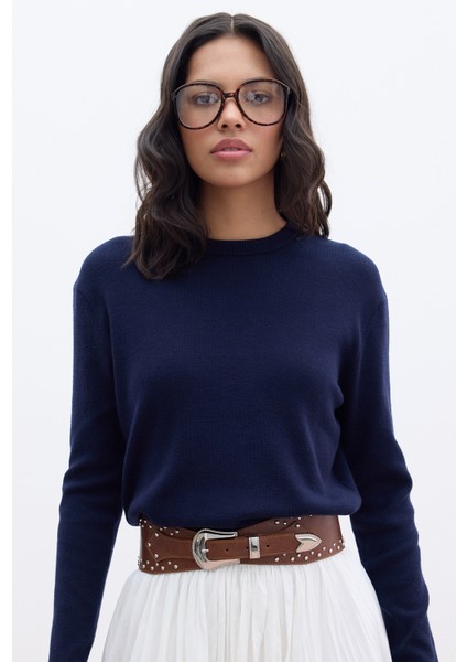 Yumuşak Dokulu Triko Kazak Lacivert fırsatları