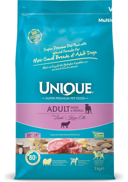 Adult Mini/smal Kuzulu Küçük Irk Köpek Maması 3kg + Vet's Health Multi-Vitamin 100 gr