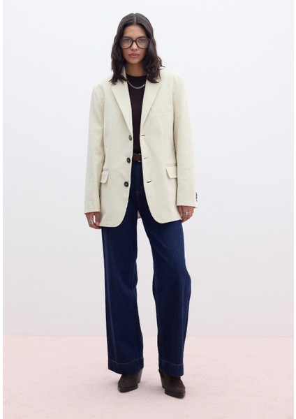 Fitilli Kadife Blazer Ceket Vanilya indirimleri